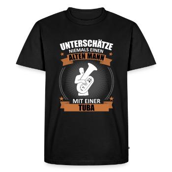 Old Man Master Tuba Honorary Gift - Men's Premium Organic T-Shirt - black - Front - Nico (187cm)