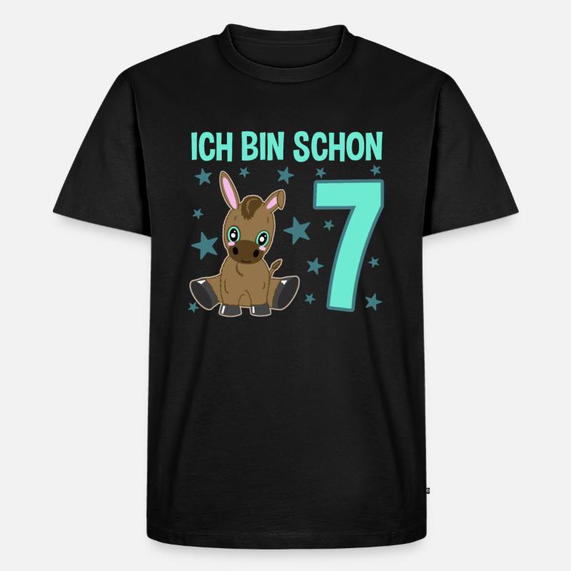 Siebenjährige Partyeselchen Glücksbringer - Männer Premium Bio T-Shirt - Schwarz