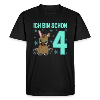 Âne de quatre ans : fête et plaisir à l’état pur - T-shirt Premium bio Homme - noir - Devant - Nico (187cm)