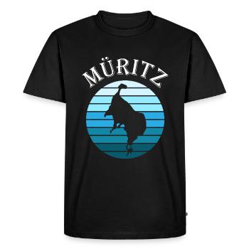 Müritzsee Kontur - Experience pure nature - Men's Premium Organic T-Shirt - black - Front - Nico (187cm)