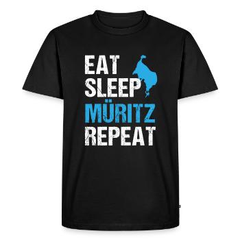 Müritz Rhythm: Eat, Sleep, Experience - Men's Premium Organic T-Shirt - black - Front - Nico (187cm)
