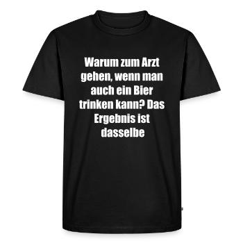 De la bière au lieu de pilules - T-shirt Premium bio Homme - noir - Devant - Nico (187cm)