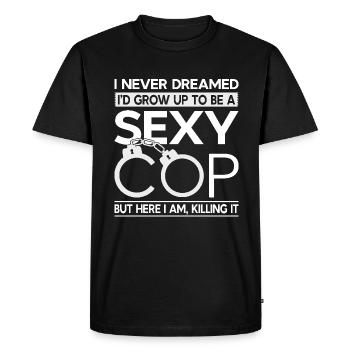 policier drôle tenue de police - T-shirt Premium bio Homme - noir - Devant - Nico (187cm)