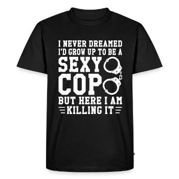 policier drôle tenue de police - T-shirt Premium bio Homme - noir - Devant - Nico (187cm)