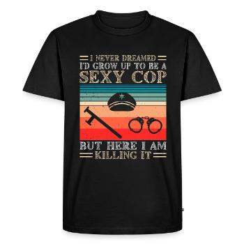 policier drôle tenue de police - T-shirt Premium bio Homme - noir - Devant - Nico (187cm)