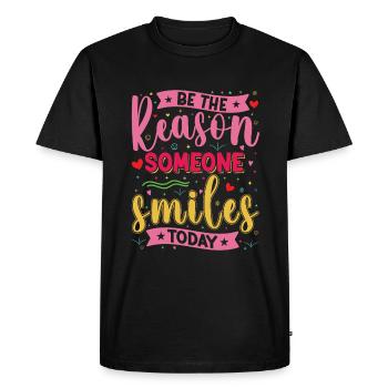 Why someone smiles inspiringly today - Men's Premium Organic T-Shirt - black - Front - Nico (187cm)