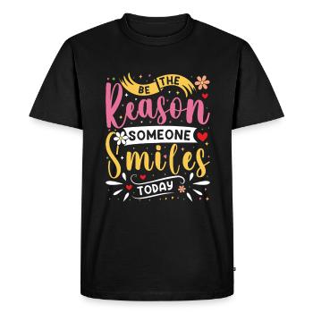 Why someone smiles inspiringly today - Men's Premium Organic T-Shirt - black - Front - Nico (187cm)