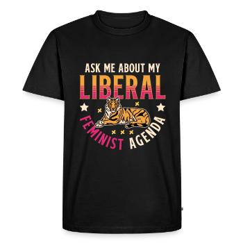 Selon mon programme féministe libéral - T-shirt Premium bio Homme - noir - Devant - Nico (187cm)