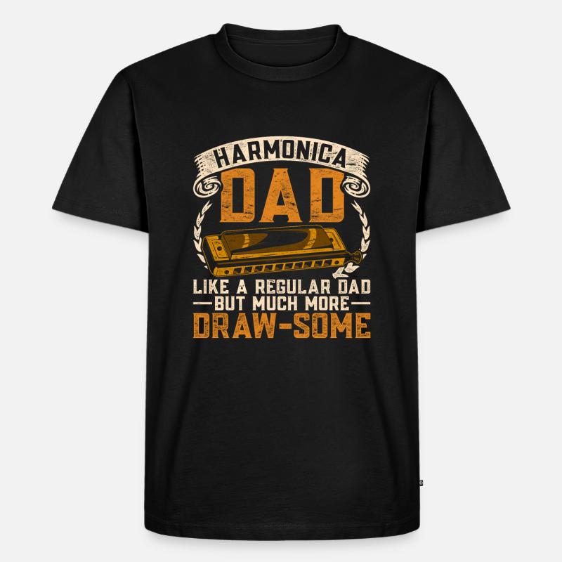 Harmonica, harmonica player, father - Men's Premium Organic T-Shirt - black