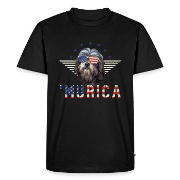 Lunettes de soleil bichon havanais Murica drapeau cadeau - T-shirt Premium bio Homme - noir - Devant - Nico (187cm)