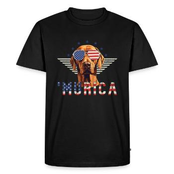 Lunettes de soleil Rhodesian Ridgeback Murica Flag - T-shirt Premium bio Homme - noir - Devant - Nico (187cm)