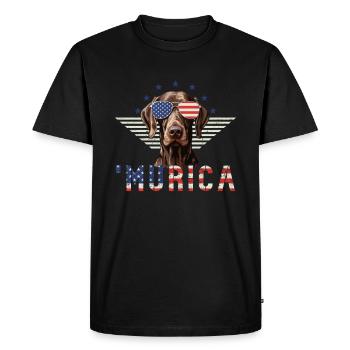 Lunettes de soleil à poil court allemand Murica Flag - T-shirt Premium bio Homme - noir - Devant - Nico (187cm)