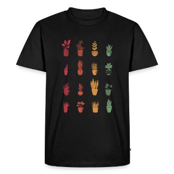 Potted Plants Retro Gardener Garden Gift Plants - Men's Premium Organic T-Shirt - black - Front - Nico (187cm)
