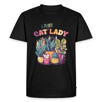 Chat Et Plante Dame Jardin Botaniste Jardinier - T-shirt Premium bio Homme - noir - Devant - Nico (187cm)