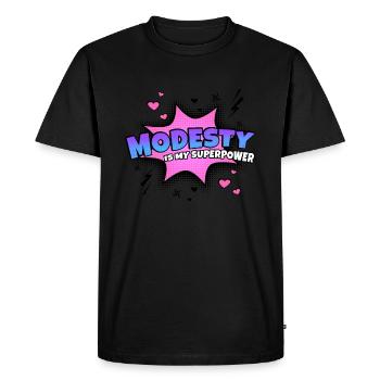 Humility is my superpower trait - Men's Premium Organic T-Shirt - black - Front - Nico (187cm)