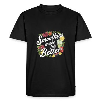 Smoothies make life better - Men's Premium Organic T-Shirt - black - Front - Nico (187cm)