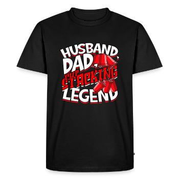 Husband Dad Cup Stacking Legend - Men's Premium Organic T-Shirt - black - Front - Nico (187cm)