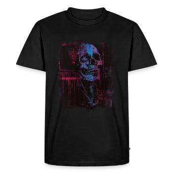 Skull Digital Horror Glitchcore Grunge Weirdcore - Men's Premium Organic T-Shirt - black - Front - Nico (187cm)