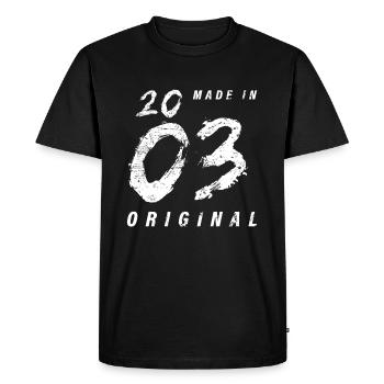 Made In 2003 Original Birthday Grunge Distressed - Men's Premium Organic T-Shirt - black - Front - Nico (187cm)