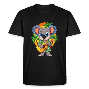 Funny Koala Cartoon Summer Beach Sunglasses Guitar - Men's Premium Organic T-Shirt - black - Front - Nico (187cm)