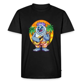 Drôle Yeti Dessin Animé Plage D’été Lunettes De Soleil Guitare - T-shirt Premium bio Homme - noir - Devant - Nico (187cm)