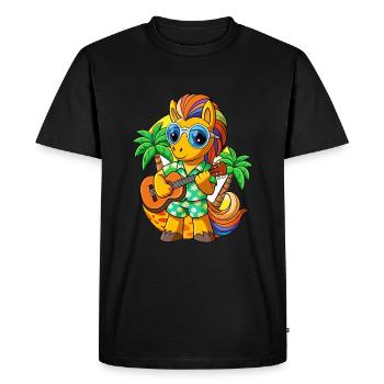 Drôle Pony Summer Beach Lunettes de soleil hawaïenne - T-shirt Premium bio Homme - noir - Devant - Nico (187cm)