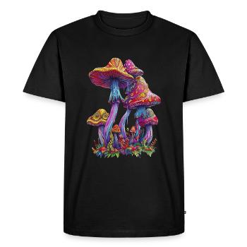 Psychedelic Magic Mushrooms Pilze Festival - Men's Premium Organic T-Shirt - black - Front - Nico (187cm)