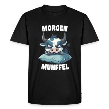 Morning Muhffel Morning Grouch Coffee Cow Sleep Shirt - T-shirt Premium bio Homme - noir - Devant - Nico (187cm)