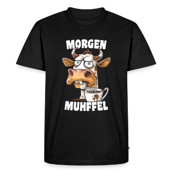 Morning Muhffel Morning Grouch Funny Coffee Cow - Men's Premium Organic T-Shirt - black - Front - Nico (187cm)