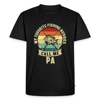 Copains de pêche Fête des pères Cadeau père enfants - T-shirt Premium bio Homme - noir - Devant - Nico (187cm)