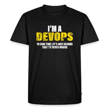 Developer Funny Saying Profession Colleague Gift - Men's Premium Organic T-Shirt - black - Front - Nico (187cm)