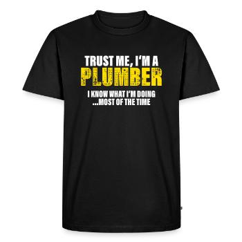 Trust Me I'm a Plumber Colleagues Gift - Men's Premium Organic T-Shirt - black - Front - Nico (187cm)