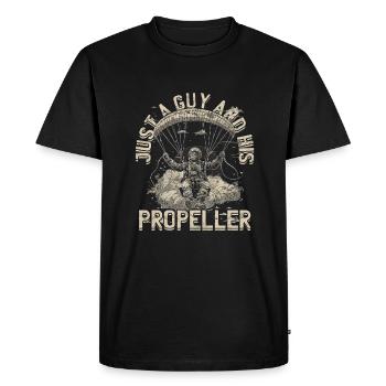 Paramotoring Just A Guy And His Propeller - Men's Premium Organic T-Shirt - black - Front - Nico (187cm)