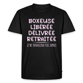 Boxeuse célèbre sa retraite avec humour cadeau - T-shirt Premium bio Homme - noir - Devant - Nico (187cm)