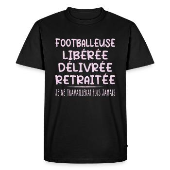 Footballeuse célèbre sa retraite avec humour cadea - T-shirt Premium bio Homme - noir - Devant - Nico (187cm)