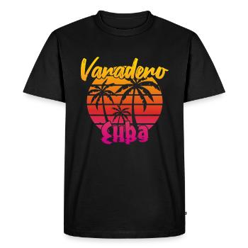 Varadero Cuba Coucher de soleil - T-shirt Premium bio Homme - noir - Devant - Nico (187cm)