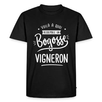 bogosse vigneron cadeau humour vigneron vin - T-shirt Premium bio Homme - noir - Devant - Nico (187cm)