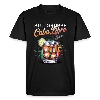Blood Type Cuba Libre Cocktail Bartender - Men's Premium Organic T-Shirt - black - Front - Nico (187cm)