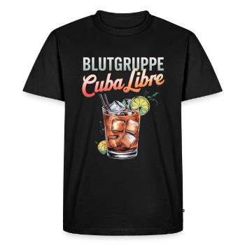 Blood Type Cuba Libre Cocktail Bartender - Men's Premium Organic T-Shirt - black - Front - Nico (187cm)