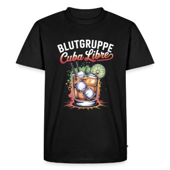 Blood Type Cuba Libre Cocktail Bartender - Men's Premium Organic T-Shirt - black - Front - Nico (187cm)