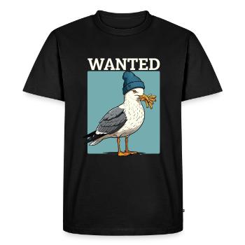 Wanted Seagull avec des frites bonnet illustration - T-shirt Premium bio Homme - noir - Devant - Nico (187cm)