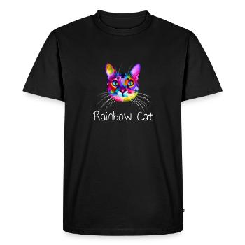 Chat arc en ciel - T-shirt Premium bio Homme - noir - Devant - Nico (187cm)