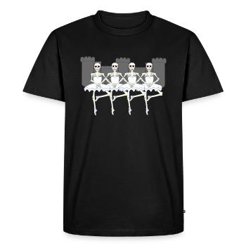 HALLOWEEN squelette ballet tête de mort de château drapeau - T-shirt Premium bio Homme - noir - Devant - Nico (187cm)