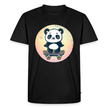 Skateboard panda in sunset - Men's Premium Organic T-Shirt - black - Front - Nico (187cm)