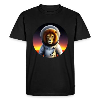 Lion astronaute au coucher du soleil - T-shirt Premium bio Homme - noir - Devant - Nico (187cm)