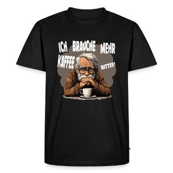 Old man needs more coffee - Men's Premium Organic T-Shirt - black - Front - Nico (187cm)