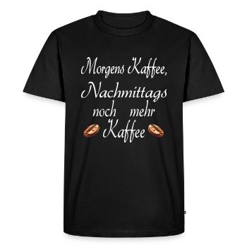 Du café le matin, encore plus de café l’après-midi ! - T-shirt Premium bio Homme - noir - Devant - Nico (187cm)