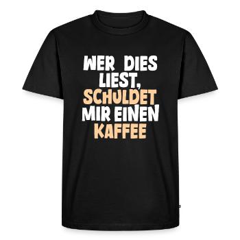 Quiconque lit ceci me doit un café. blanc - T-shirt Premium bio Homme - noir - Devant - Nico (187cm)