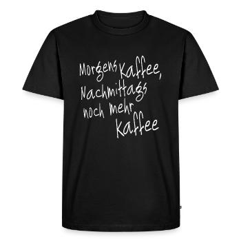 Café le matin, encore plus de café blanc l’après-midi - T-shirt Premium bio Homme - noir - Devant - Nico (187cm)