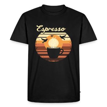 Café vintage espresso - T-shirt Premium bio Homme - noir - Devant - Nico (187cm)